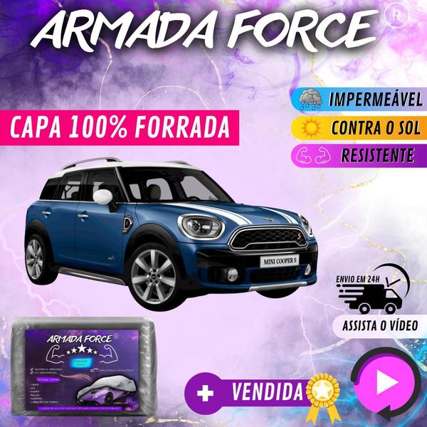 Imagem de Capa Cobrir Carro MINI COOPER COUNTRYMAN 100% Forrada Armada Force 100% Impermeável Forro Total Protege Sol Chuva Lona Proteção Automotiva