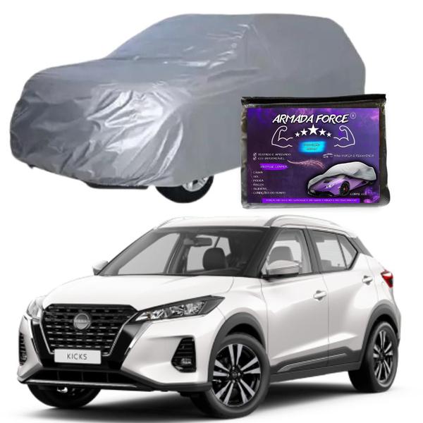 Imagem de Capa Cobrir Carro NISSAN KICKS 100% Forrada Armada Force 100% Impermeável Forro Total Protege Sol Chuva Lona Proteção Automotiva