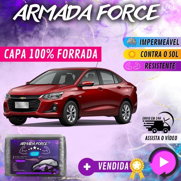 Imagem de Capa Cobrir Carro ONIX SEDAN 100% Forrada Armada Force 100% Impermeável Forro Total Protege Sol Chuva Lona Proteção Automotiva