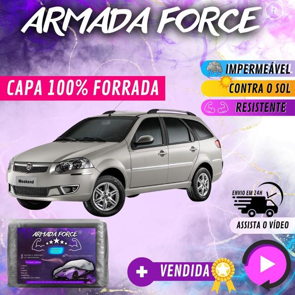 Imagem de Capa Cobrir Carro PALIO WEEKEND 100% Forrada Armada Force 100% Impermeável Forro Total Protege Sol Chuva Poeira Lona Proteção Automotiva Hatch e Sedan