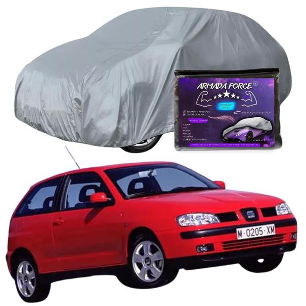 Imagem de Capa Cobrir Carro SEAT IBIZA 100% Forrada Armada Force 100% Impermeável Forro Total Protege Sol Chuva Poeira Lona Proteção Automotiva Hatch e Sedan