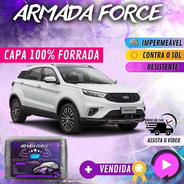 Imagem de Capa Cobrir Carro TERRITORY 100% Forrada Armada Force 100% Impermeável Forro Total Protege Sol Chuva Lona Proteção Automotiva