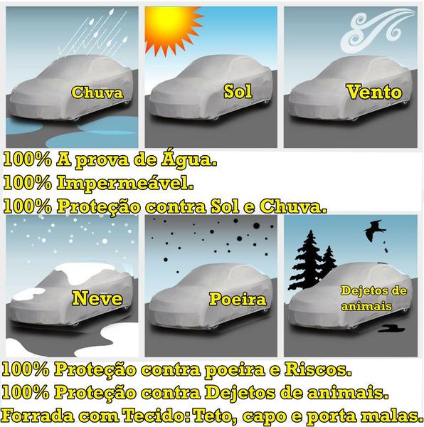 Imagem de Capa Cobrir Carro Voyage Forrada e 100% Impermeável Bezz Protege Sol e Chuva