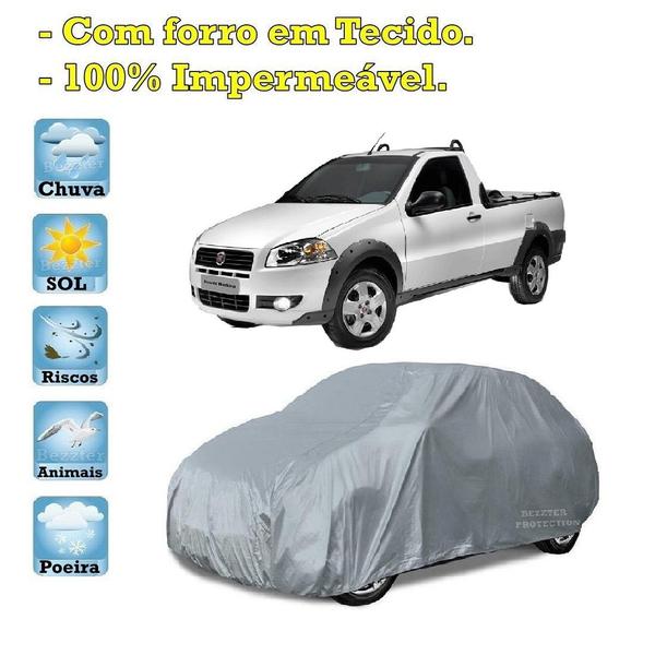 Imagem de Capa com forro cobrir carro Fiat Strada 100% Impermeável Proteção Bezzter