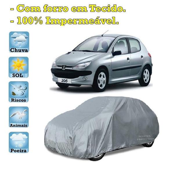 Imagem de Capa com forro cobrir carro Peugeot 206 100% Impermeável Proteção Bezzter