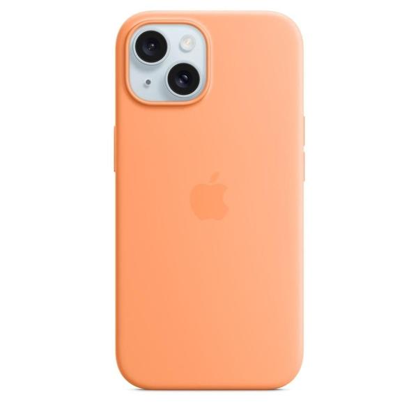Capa com MagSafe para iPhone 15, Apple, Silicone, Laranja-verão