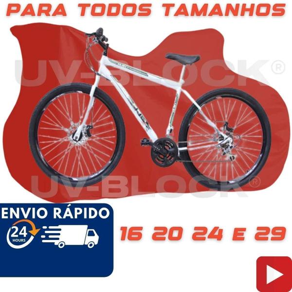 Imagem de Capa Couro Bike Forrada Impermeável Vermelho Aro 20 - 29