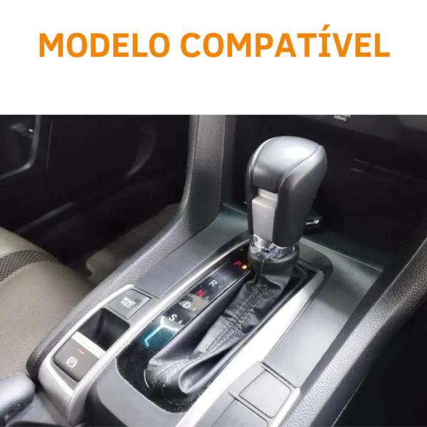 Imagem de Capa Couro Manopla Alavanca Câmbio Automático Honda Civic G10 2017 2018 2019 2020 2021