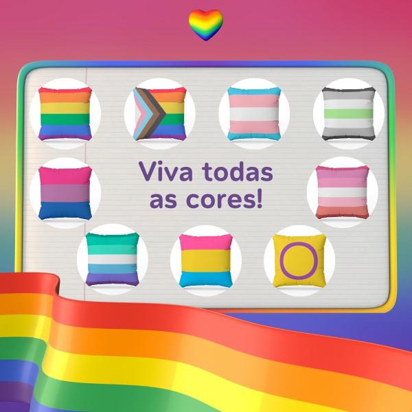 Imagem de Capa de Almofada Avulsa Estampada Bandeiras LGBT Cores 45cm x 45cm