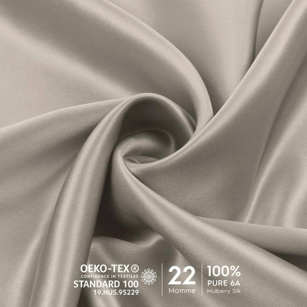 Capa de almofada de seda Tafts 100% Pure Mulberry 6A Silk 22 mm Taupe Imagem de Capa de almofada de seda Tafts 100% Pure Mulberry 6A Silk 22 mm Taupe