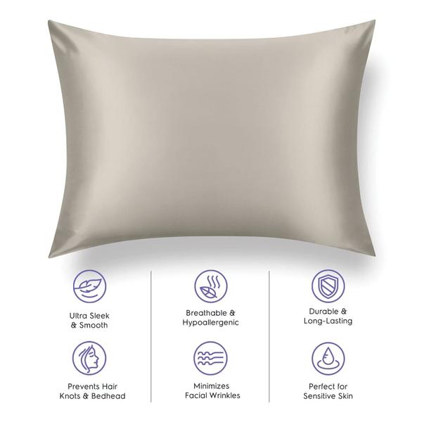Capa de almofada de seda Tafts 100% Pure Mulberry 6A Silk 22 mm Taupe Imagem de Capa de almofada de seda Tafts 100% Pure Mulberry 6A Silk 22 mm Taupe