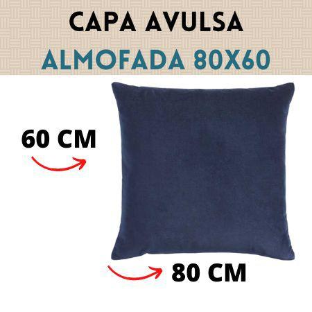 Imagem de Capa de Almofada Decorativa 80x60 Azul Marinho Com Zíper Sem Refil Para Almofadão Encosto Sofá Cama Poltrona