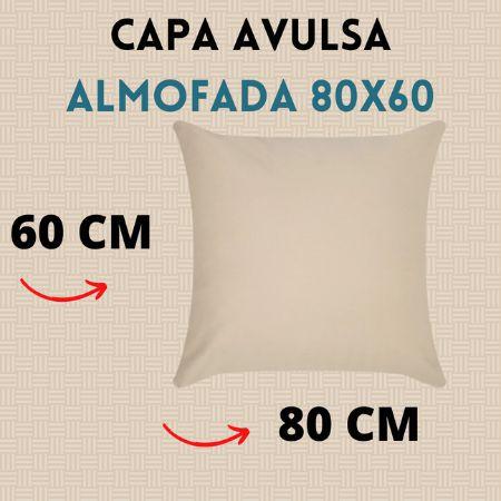 Imagem de Capa de Almofada Decorativa 80x60 Bege Com Zíper Sem Refil Para Almofadão Encosto Sofá Cama Poltrona