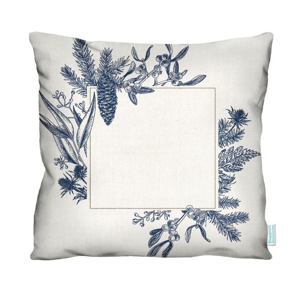 Imagem de Capa de Almofada Decorativa Folhagem Azul para Sofá 100% algodão - 45x45cm