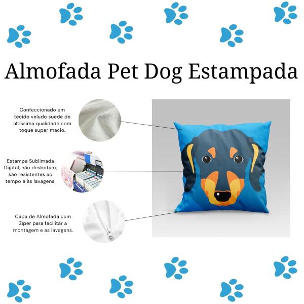 Imagem de Capa de Almofada Estampada Pet Dog em Veludo Suede 45cm x 45cm - Decoração Raças Cachorros