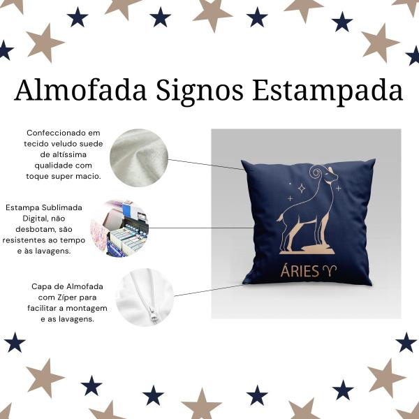 Imagem de Capa de Almofada Estampada Signos do Zodíaco em Veludo Suede 45cm x 45cm - Decoração Astrologia Horóscopo