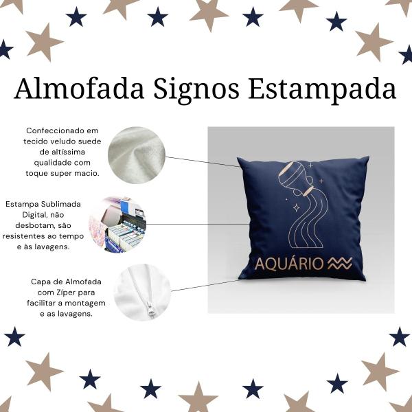 Imagem de Capa de Almofada Estampada Signos do Zodíaco em Veludo Suede 45cm x 45cm - Decoração Astrologia Horóscopo