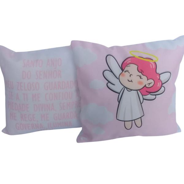 Imagem de Capa de Almofada Infantil Para Cama ou Berço Oração Santo Anjo Estampa digital 01 Peça