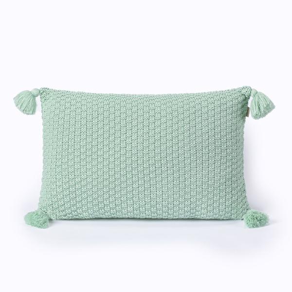 Imagem de Capa de Almofada Pompom Rinzeira Decorativa Tricot 50x30cm Com zíper Istambul