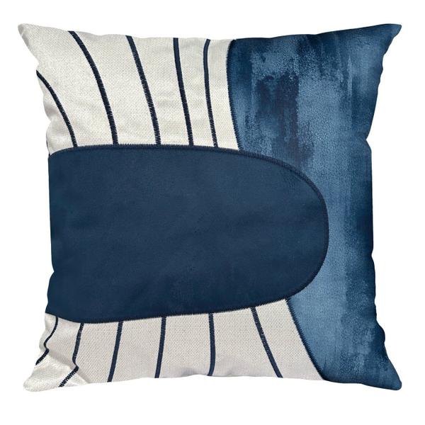 Imagem de Capa de Almofada Silk Home 610 com Bordado e Aplicacao 43 Cm X 43 Cm Azul / Branca