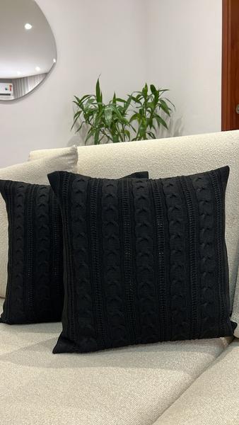 Imagem de Capa De Almofada Tricot 45x45 Decorativa Sofa Trico Madrid