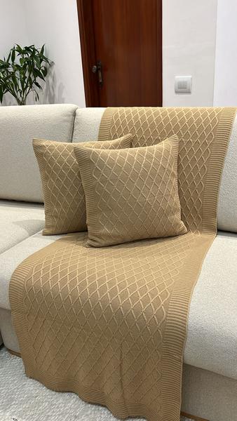 Imagem de Capa De Almofada Tricot 45x45 Decorativa Sofa Trico Veneza