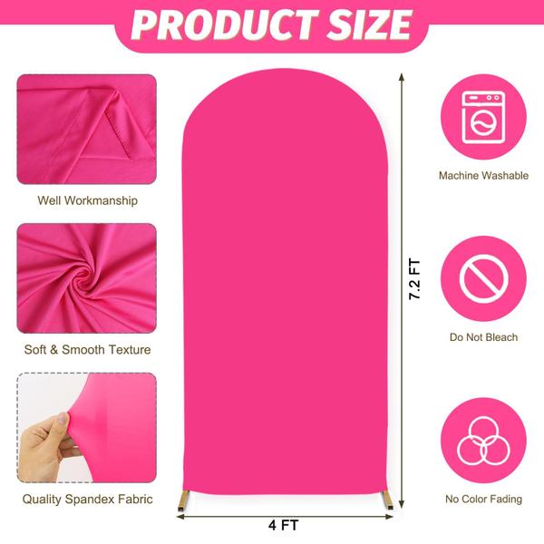 Imagem de Capa de arco de casamento MODFUNS Hot Pink Spandex 1,2 x 2,2 m