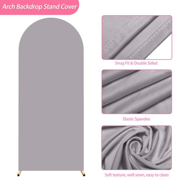 Capa de arco de casamento Putros 1,2 m de elastano cinza claro para Chiara Imagem de Capa de arco de casamento Putros 1,2 m de elastano cinza claro para Chiara