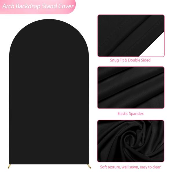 Imagem de Capa de arco de casamento Putros Black Spandex de 2,2 m para Chiara Stand