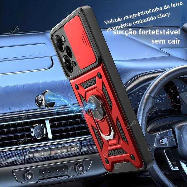 Imagem de Capa de Armadura Anti-Choque com Anel Magnético e Suporte para Carro - Xiaomi Mi Poco X5/X4