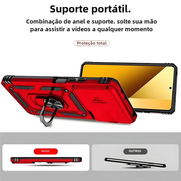 Imagem de Capa de Armadura Anti-Choque para Redmi Note 13 Pro Plus (4G/5G) com Suporte de Anel