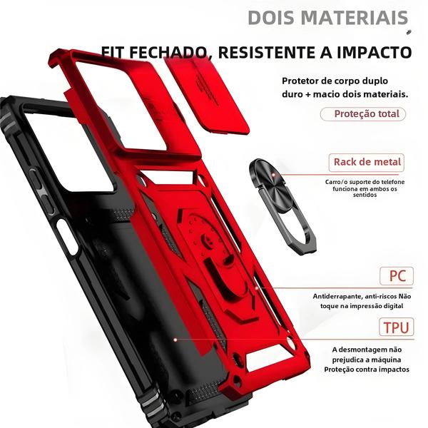 Imagem de Capa de Armadura Anti-Choque para Redmi Note 13 Pro Plus (4G/5G) com Suporte de Anel