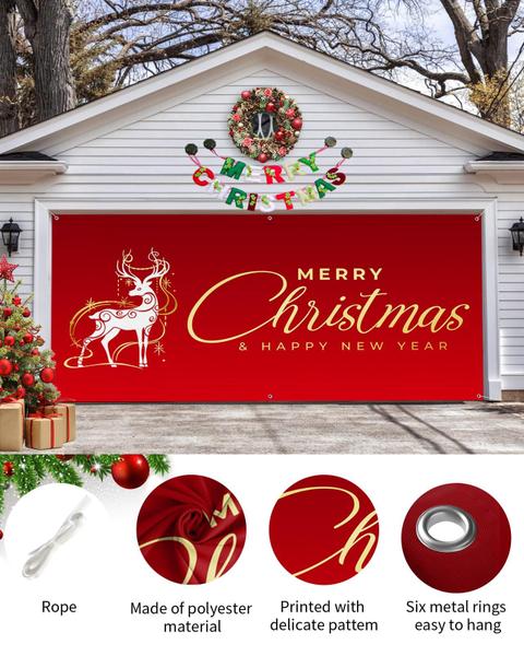 Imagem de Capa de banner de porta de garagem Singingin Merry Christmas 183x396cm