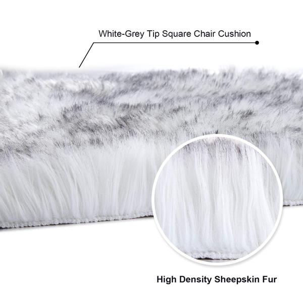 Imagem de Capa de cadeira Almofada de assento Faux Fur Softlife White