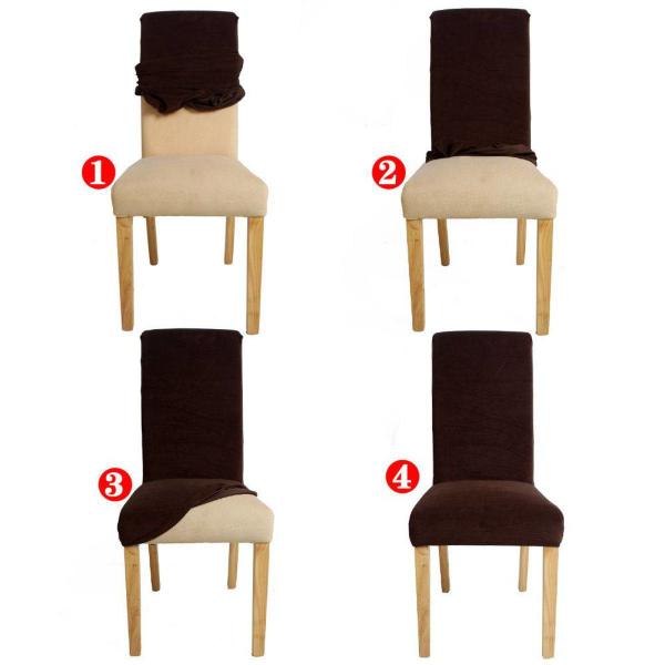 Imagem de capa de cadeira jantar 6 peças marron com elastico malha gel