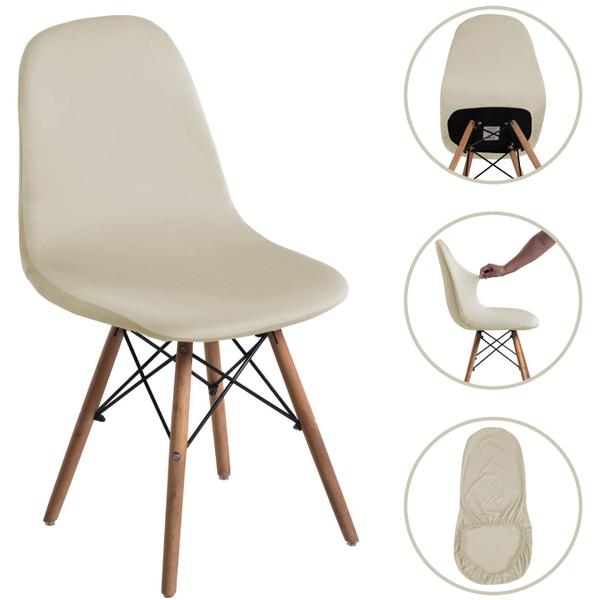 Imagem de Capa De Cadeira Kit 6 Pçs Com Elástico para Charles Eiffel Nordic Eames Luxo Várias Cores