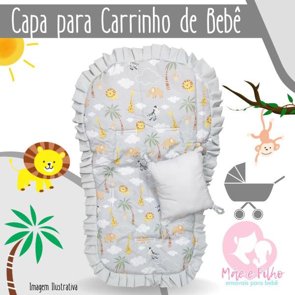 Imagem de Capa de Carrinho para Bebê 100% Algodão Estampada - Mãe e Filho Enxovais