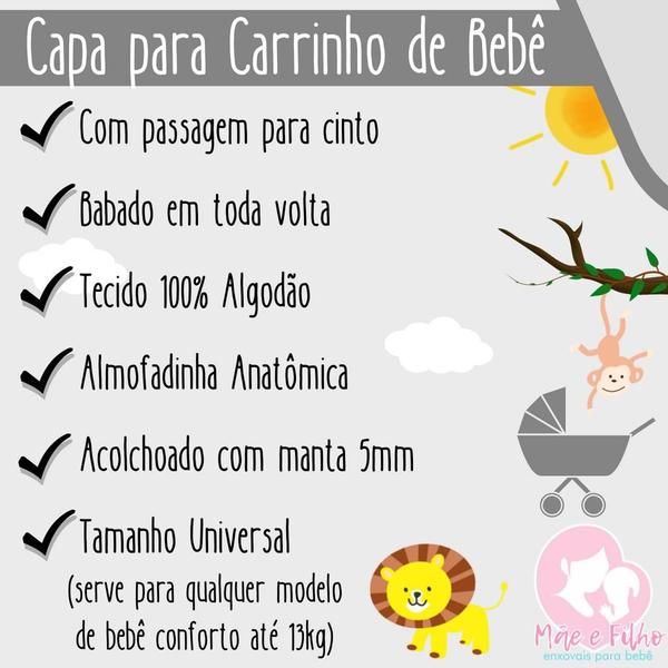 Imagem de Capa de Carrinho para Bebê 100% Algodão Estampada - Mãe e Filho Enxovais