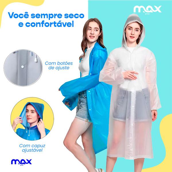 Imagem de Capa De Chuva Adulto Reforçada Eva Transparente Reutilizável Resistente Unissex Com Capuz Masculina Feminina Poncho