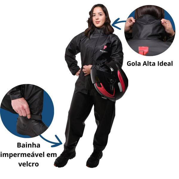 Imagem de Capa de Chuva conjunto com jaqueta com gola e calça pvc 0,28mm Combate Pioneira