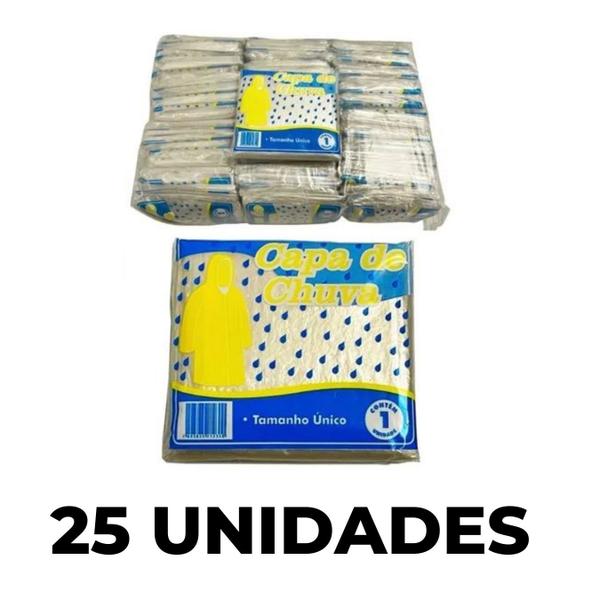 Imagem de Capa De Chuva Descartável Transparente Kit - 25 Peças