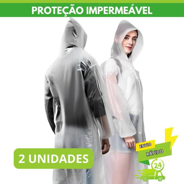 Imagem de Capa de Chuva Impermeável Reutilizável com Capuz PVC