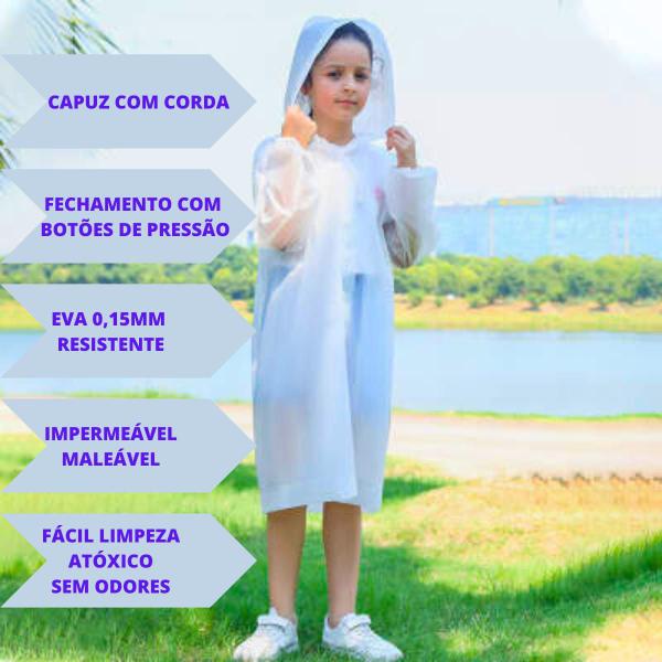 Imagem de Capa De Chuva Infantil Criança Com Capuz Impermeável Menino Menina