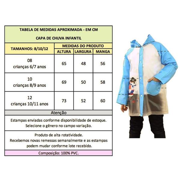 Imagem de Capa de Chuva Infantil Reforçada Transparente: Botão + Bolso + Capuz com Estampas Divertidas