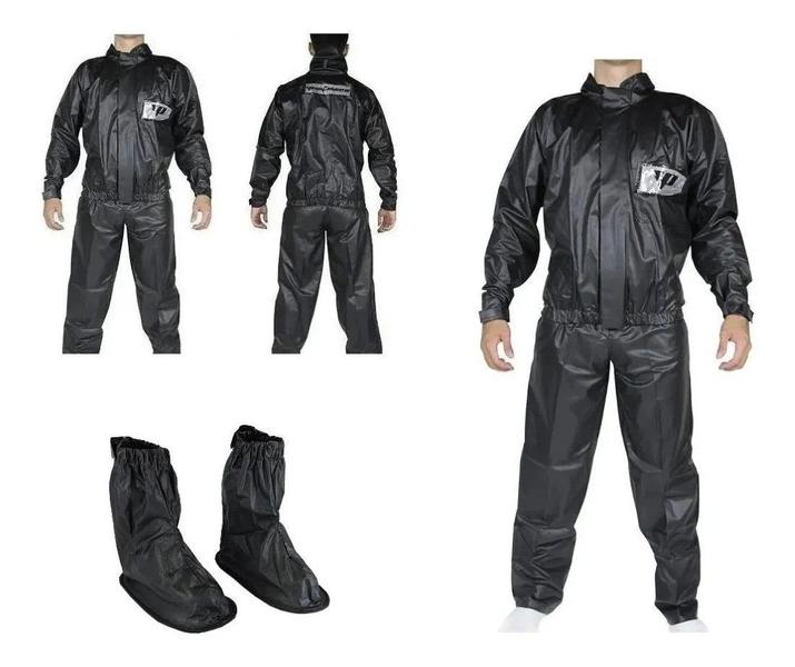 Imagem de Capa De Chuva Jaqueta Calça Pantaneiro Pvc Com Polaina Piracapas Motoqueiro Motoboy Delivery