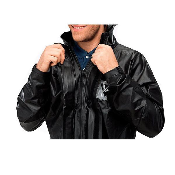 Imagem de Capa de Chuva Masculina Pantaneiro Tornado Modelo 2700 em PVC Cor Preto com Gola