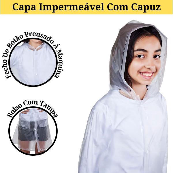 Imagem de Capa De Chuva Menina E Menino Infantil Protege Da Agua Corta Vento