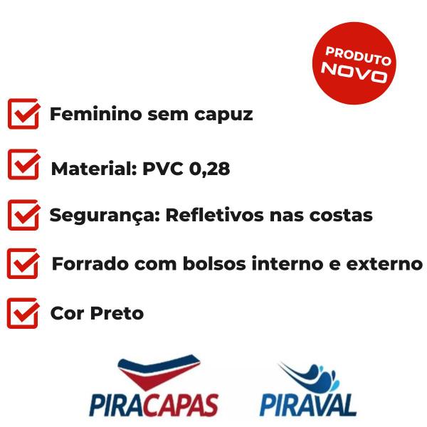 Imagem de Capa de Chuva Moto Feminina Pvc Piraval Plus - Preto