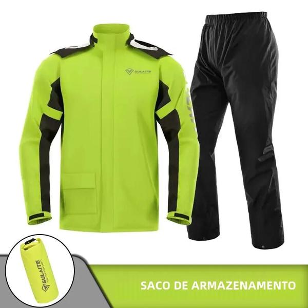 Imagem de Capa de Chuva para Motociclista com Calças - Impermeável para Moto e Acampamento