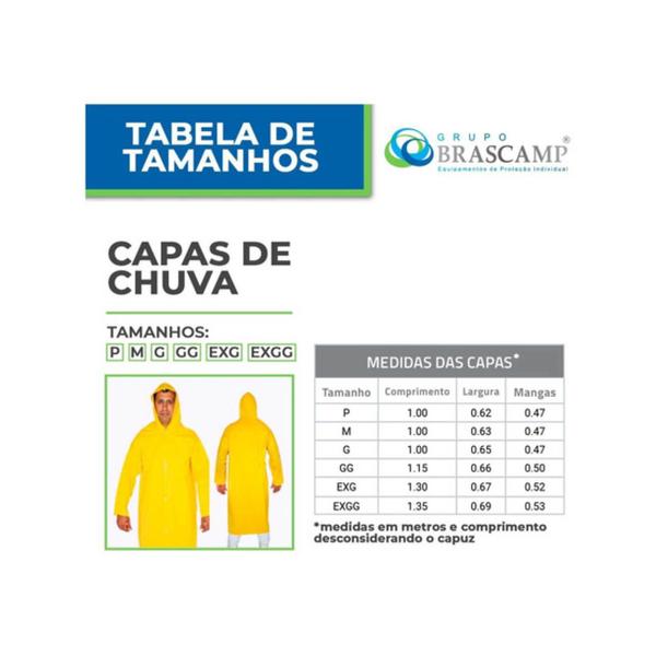 Imagem de Capa De Chuva Pvc Forrada Amarela C/Capuz Brascamp Ca 28449